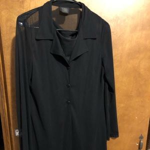 Black  tank dress knee length with sheer cover up